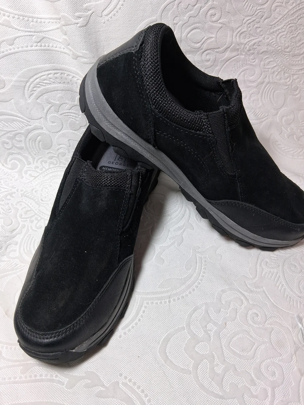 George Black Slip-On Suede-Look Memory Foam Loafers